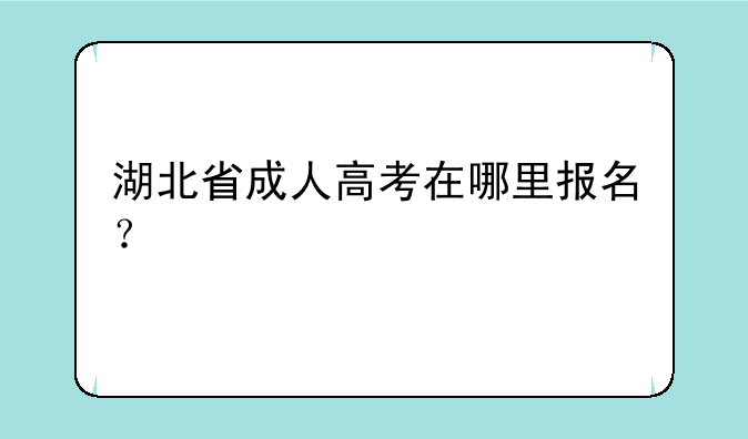 湖北省成人高考在哪里报名？