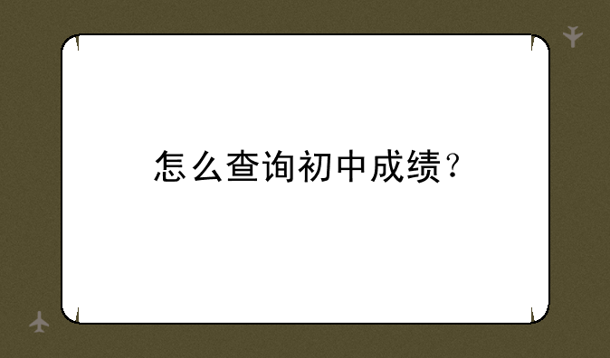 怎么查询初中成绩？