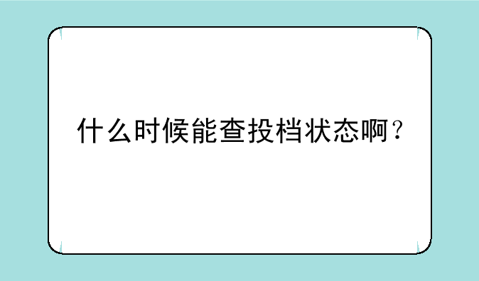 什么时候能查投档状态啊？