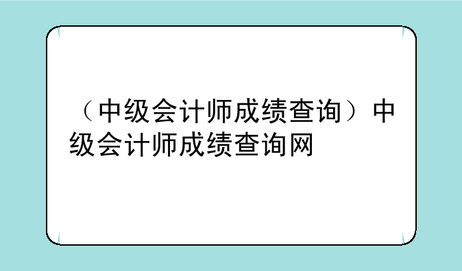 （中级会计师成绩查询）中级会计师成绩查询网